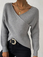 R&B | Strickbluse mit Umschlag V-ausschnitt Elegant und Einfach