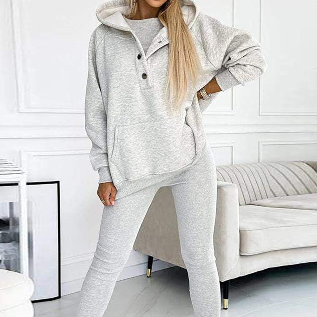 R&B | 3-Teiliges Damen-Sportanzug mit Lockerem Kapuzenpullover und Slim-Hosen
