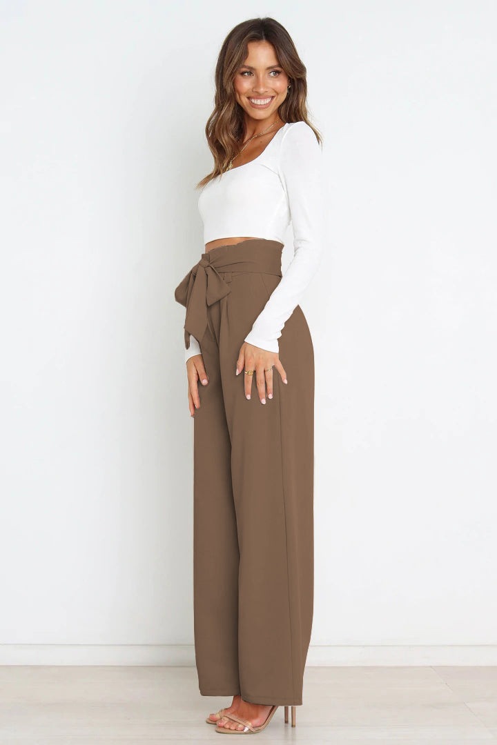 R&B | Hohe Taille Paperbag Hose mit Schleifendetail