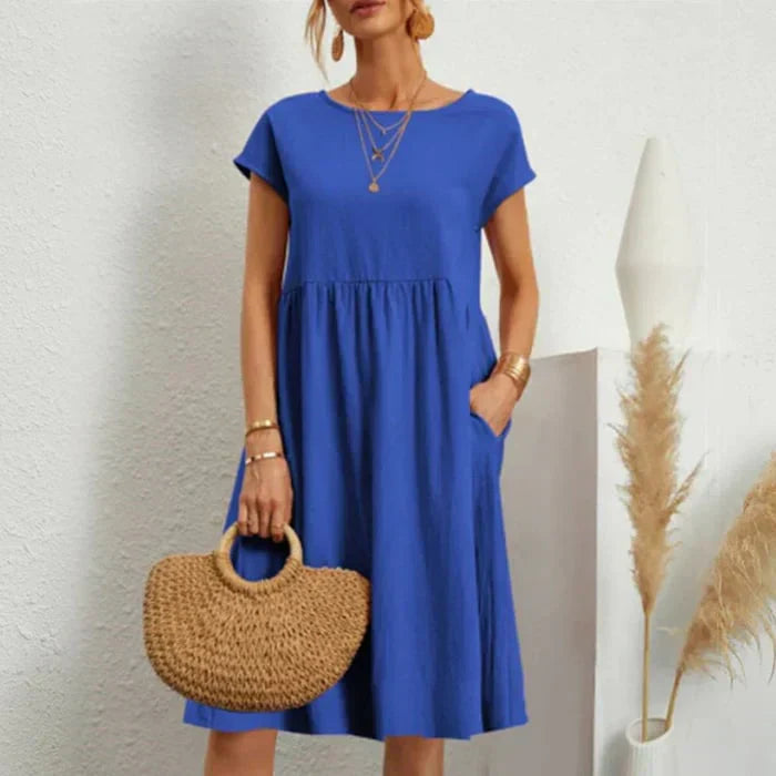 Heidi-Mode – baumwollkleid für damen mit rundem ausschnitt