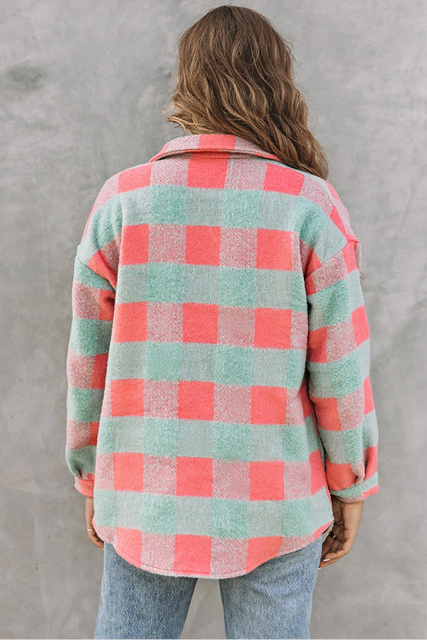 R&B | Karo Farbblock Freizeit Übergroße Jacke