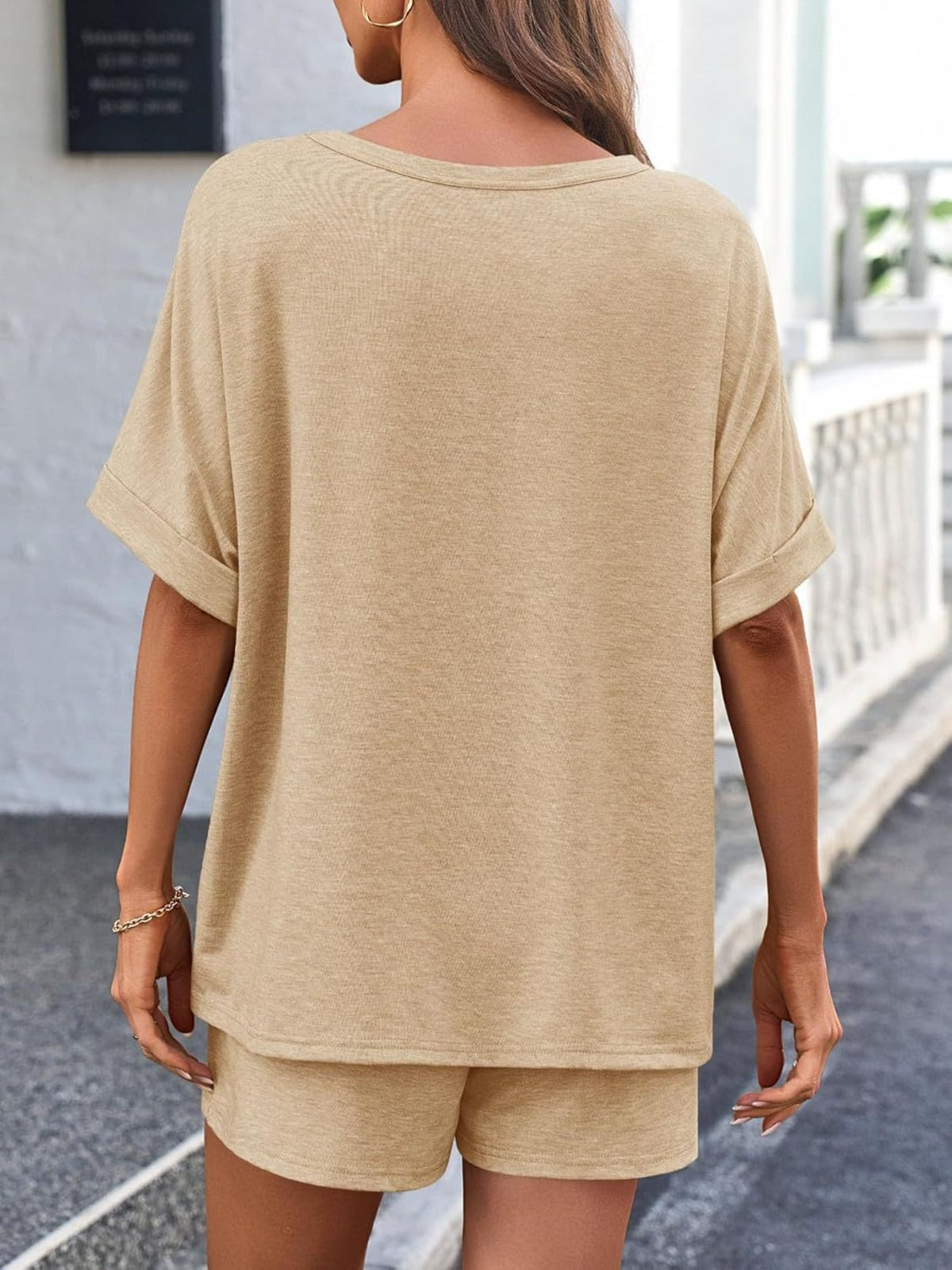 R&B | Fledermausärmel T-Shirt Kordelzug Shorts Sportbekleidung