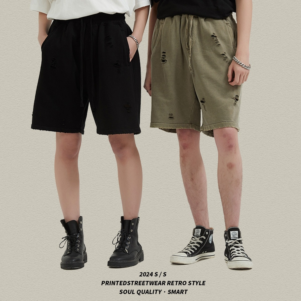 R&B | High Street Wind Schweres Waschwasser Alte Lose Shorts