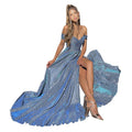 Schlitzkleid mit Pailletten und Röhrenoberteil