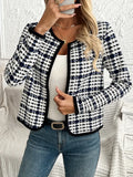R&B | Offene Vorderseite Hahnentrittmuster Jacke