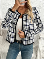 R&B | Offene Vorderseite Hahnentrittmuster Jacke