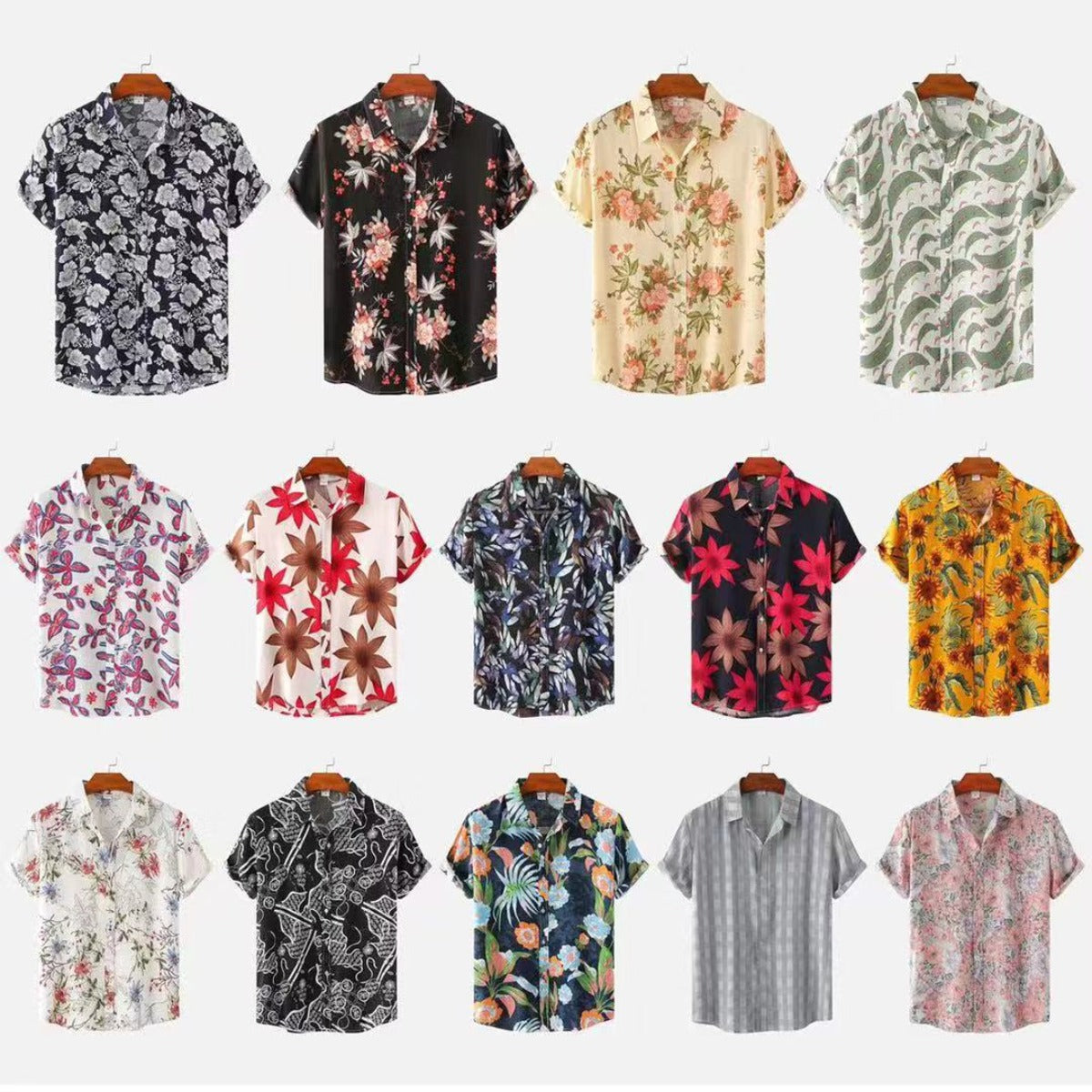R&B | Floral kurzärmeliges Blumenhemd Männer
