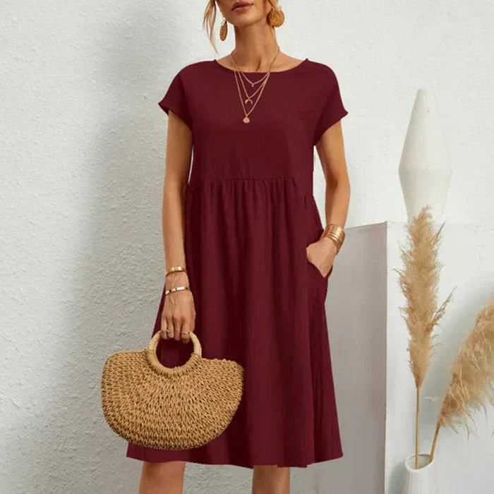 Heidi-Mode – baumwollkleid für damen mit rundem ausschnitt