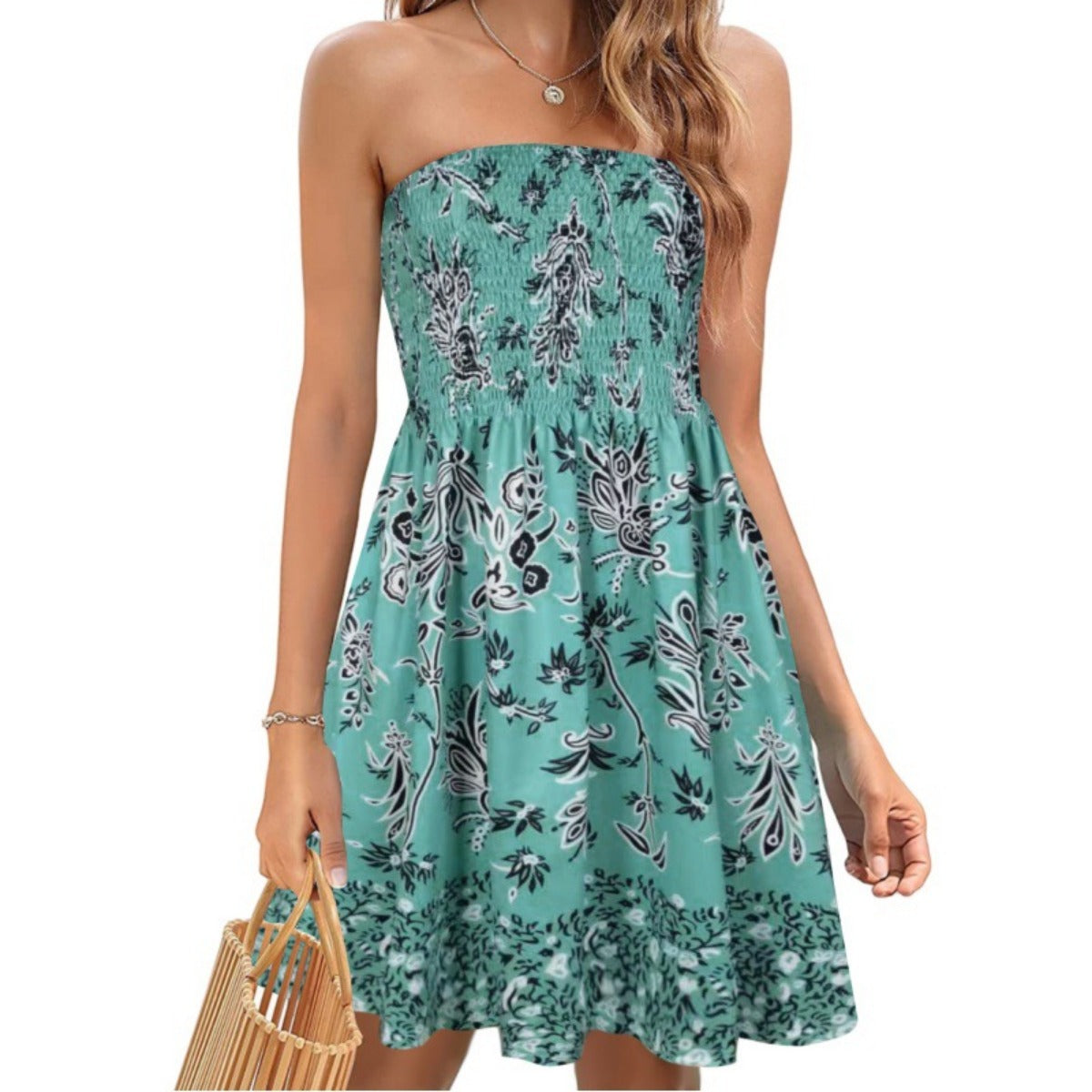 R&B | Bedrucktes Strandurlaub sexy Tube Top Kleid