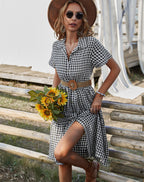 R&B | Hemdkragen kariertes Kleid