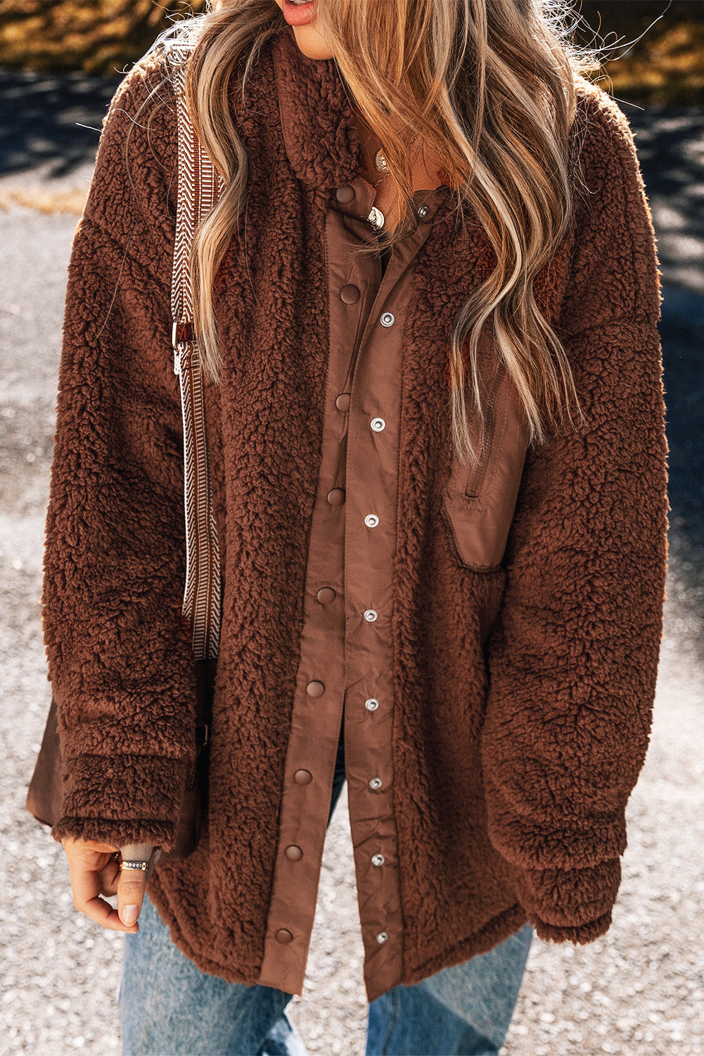 R&B | Oversized Teddyjacke Polyester Warm und Bequem
