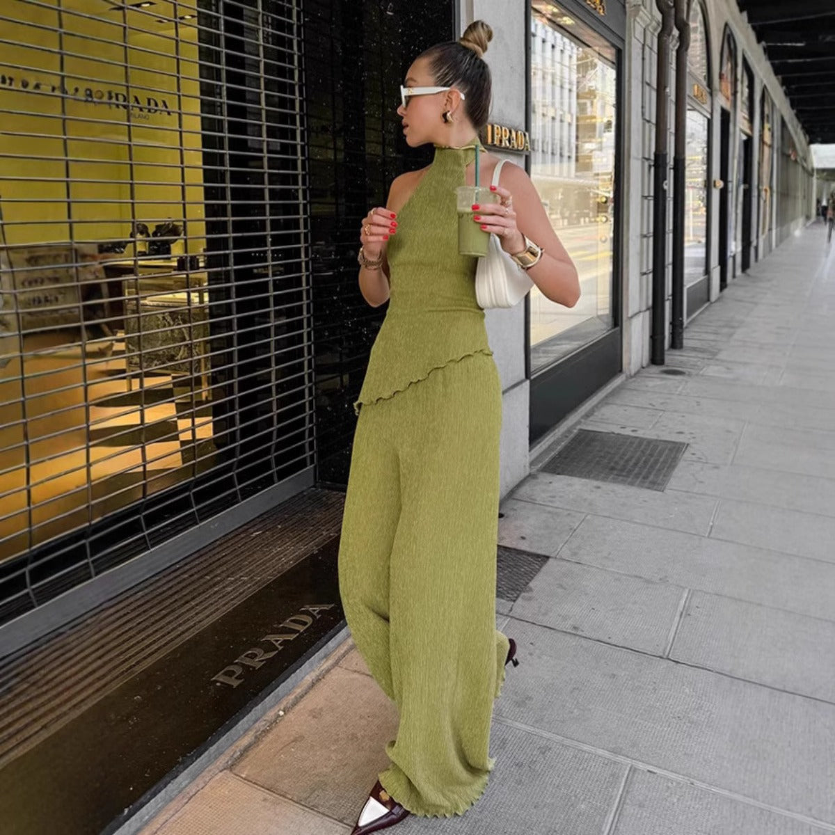 R&B | Halsoberteil Hose mit weitem Bein zweiteiliges Set