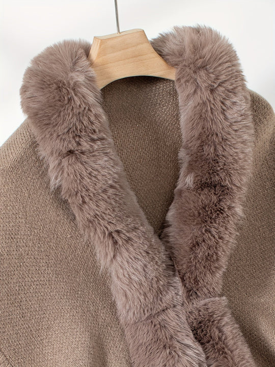 R&B | Faux Fur Cardigan mit Schal Kragen Akryl Warm und Elegant