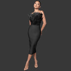 Upscale New Feather Tube Top Kleid Anmutiges Kleid