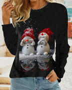 R&B | Langarmshirt mit Rundhalsausschnitt und Schneemann Print