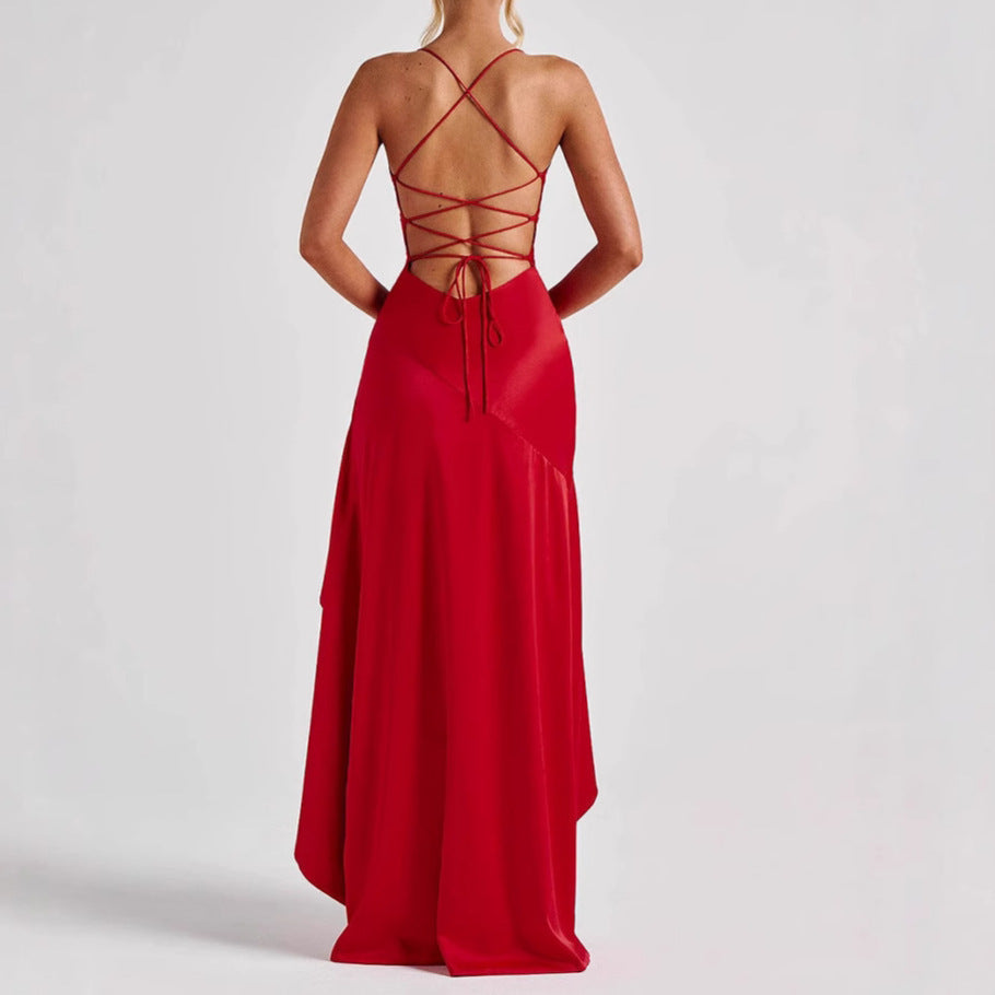 R&B | Rückenauschnitt Rüschen Unregelmäßiges Kleid