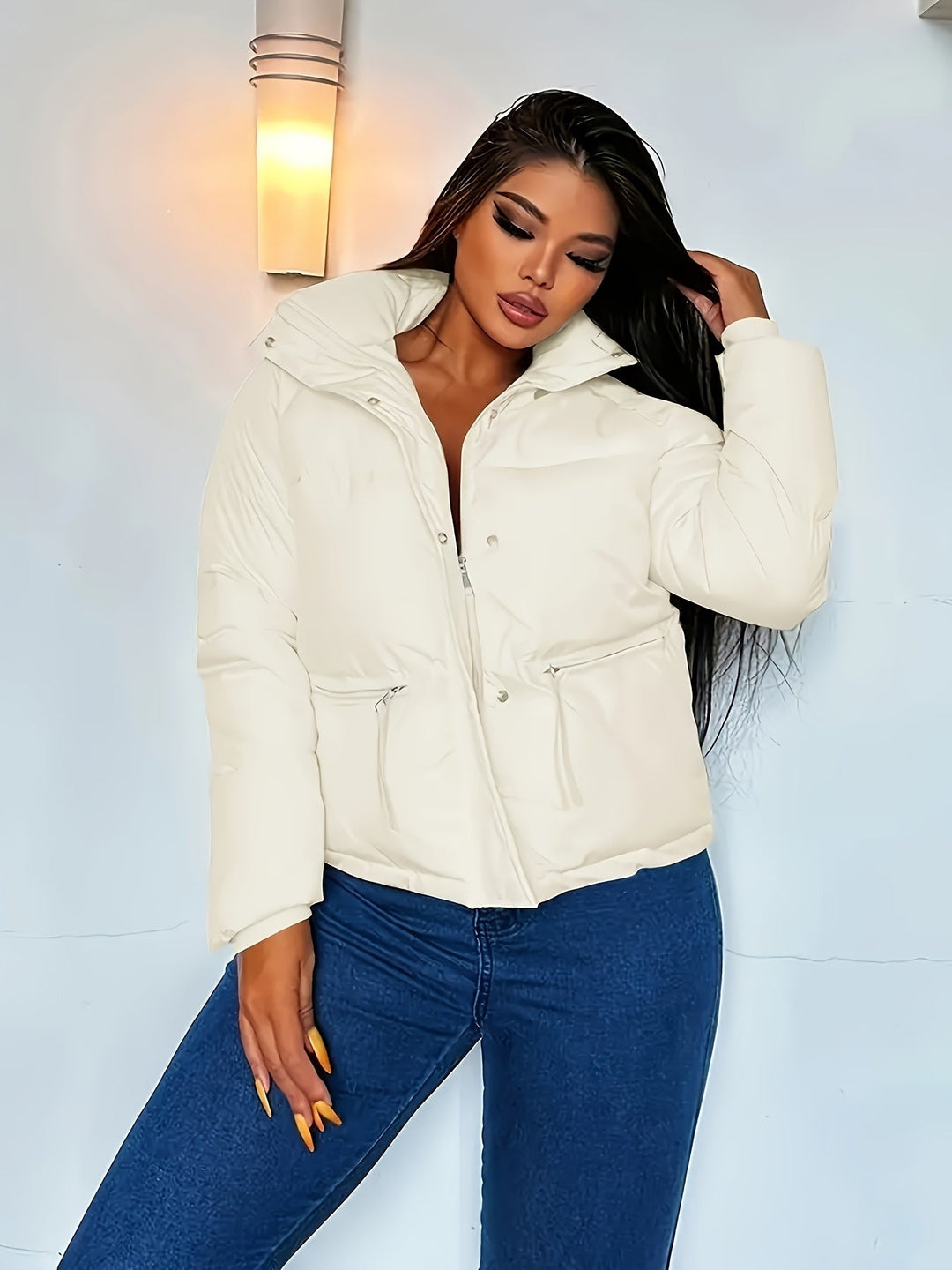 R&B | Kurze Lässige Daunenjacke mit Reißverschluss für Damen Ideal für Herbst Winter