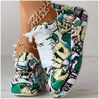 Damen Graffiti Druck Lage Turnschuhe