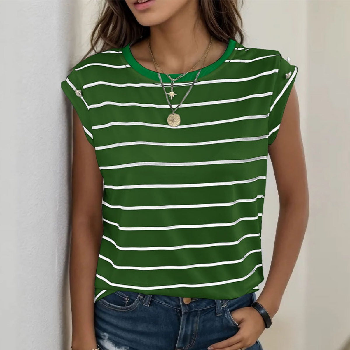 R&B | Ärmelloses gestreiftes T-Shirt Frauen