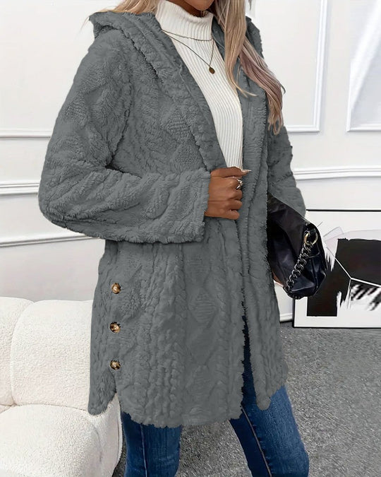 R&B | Jacke - Kunstpelz - Lockere Passform - Mit Kapuze und Knopfdetails