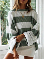 R&B | Strickpullover mit Streifen Lockerer Sitz Lässig und Komfortabel