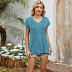 R&B | Gestreiftes T-Shirt mit V-Ausschnitt