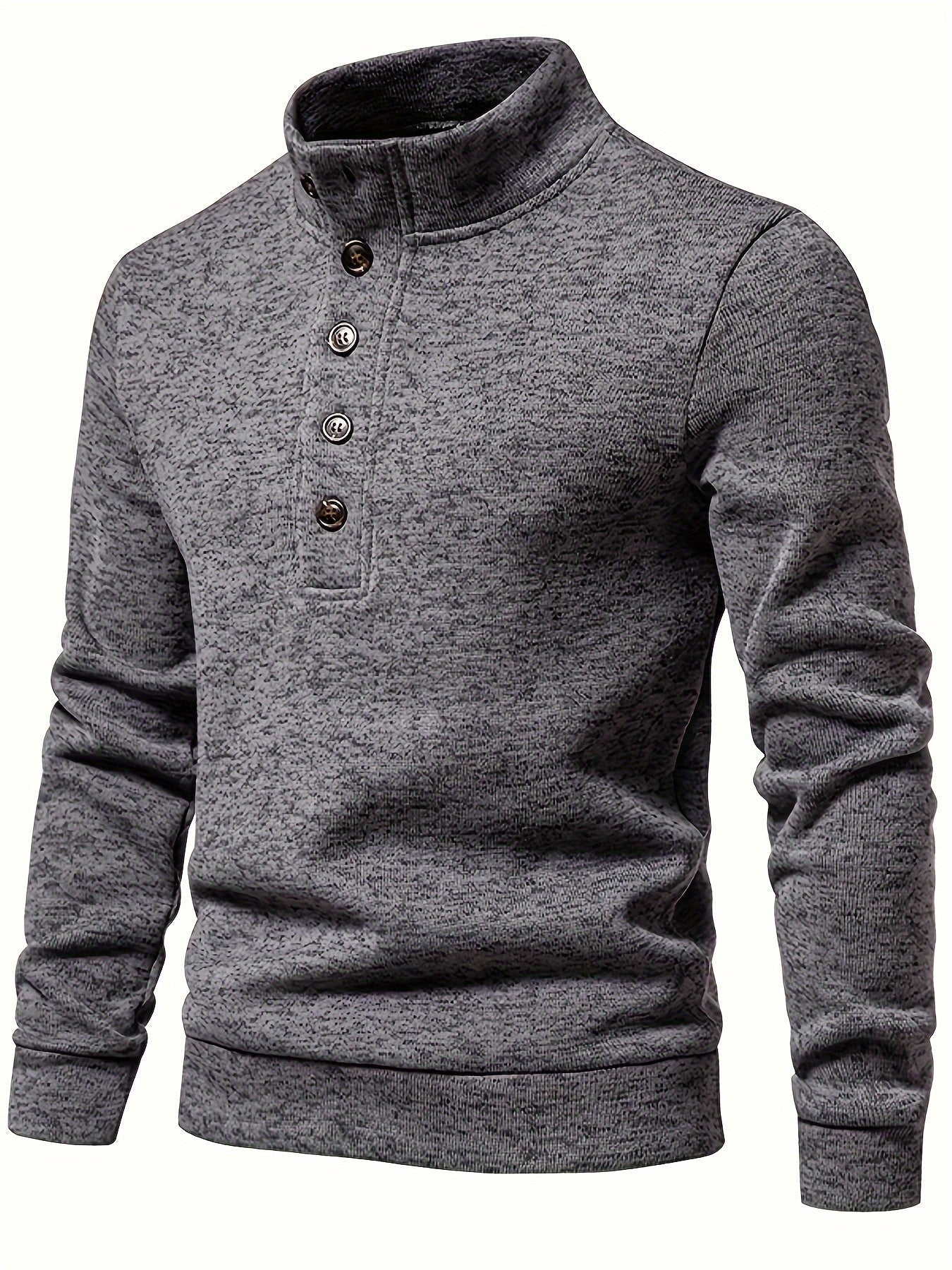 R&B | Strickpullover mit Knöpfen und Hohem Kragen Bequem und Warm Acryl
