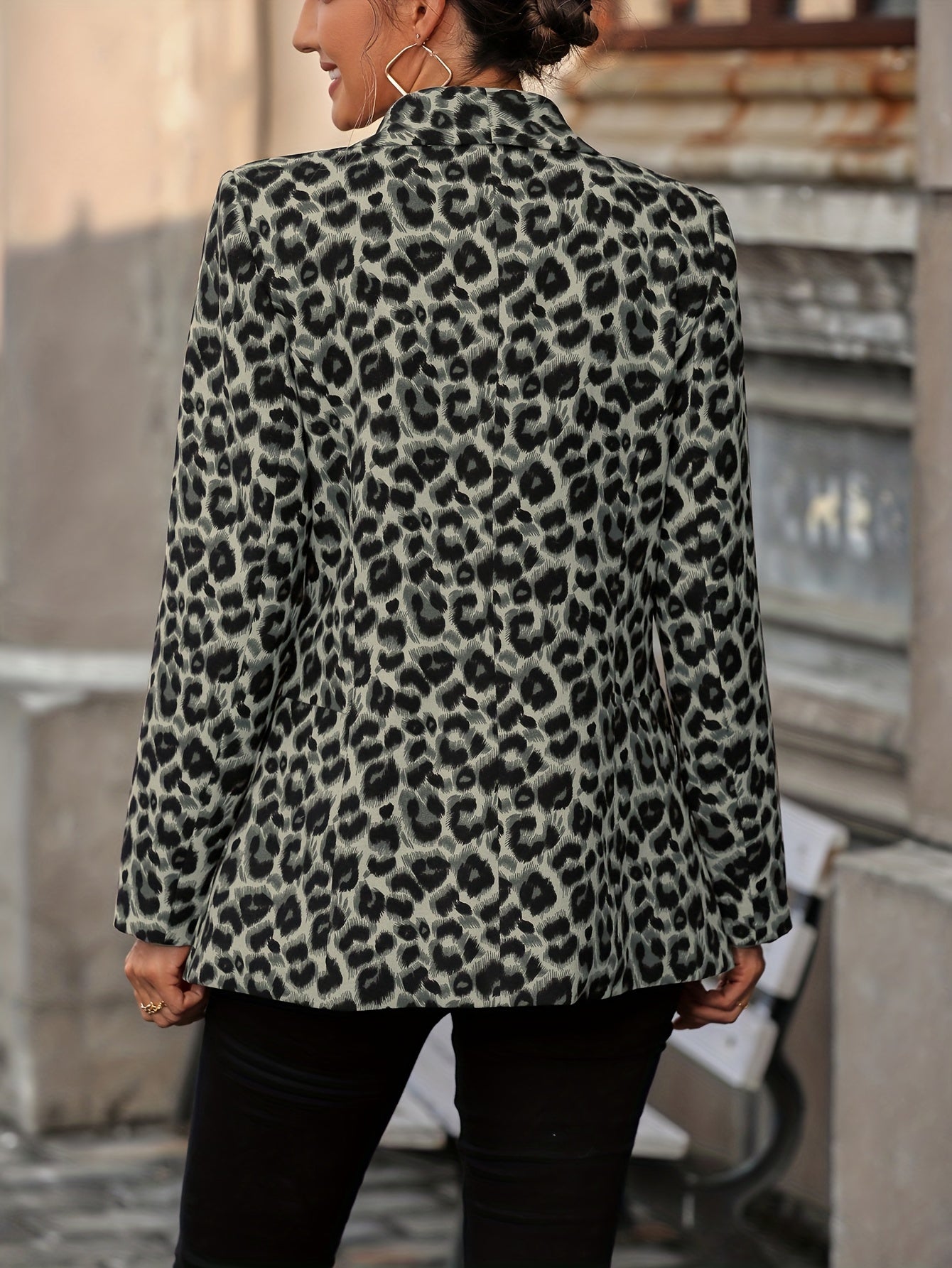 R&B | Eleganter Business Langblazer mit Leopardenmuster für alle Jahreszeiten
