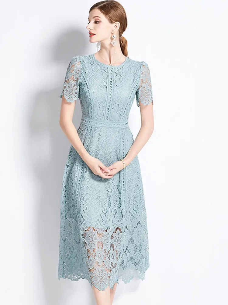 R&B | Elegantes Spitzenkleid Midi-Länge