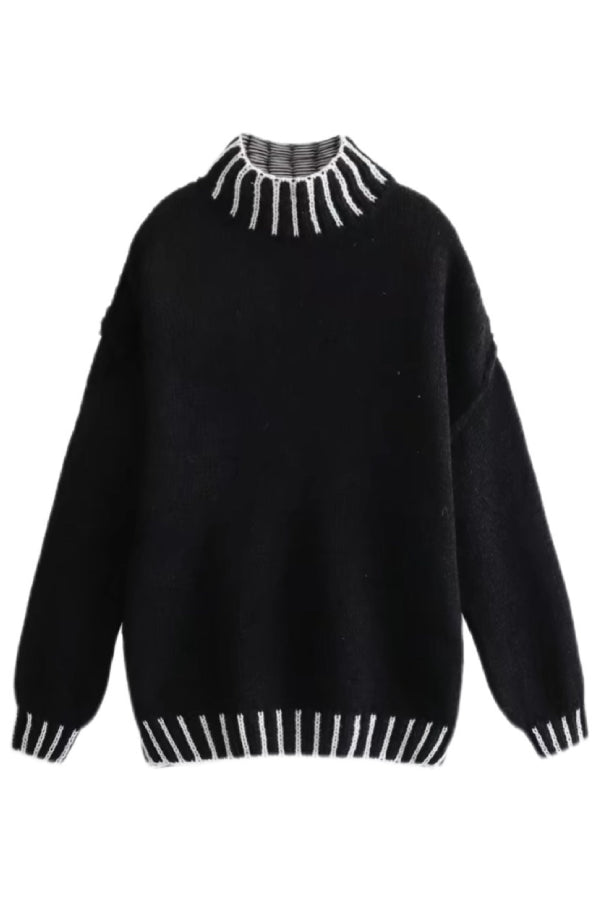 R&B | Gemütlicher Rollkragenpullover mit Farbblockmuster