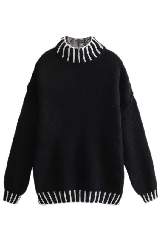 R&B | Gemütlicher Rollkragenpullover mit Farbblockmuster
