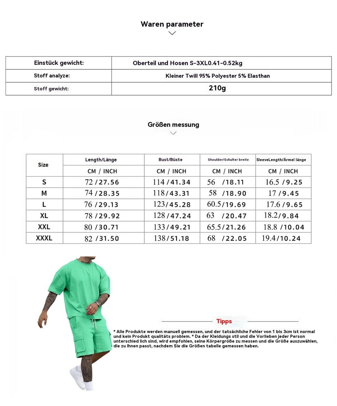 R&B | T-Shirt Werkzeugshorts Sportanzug