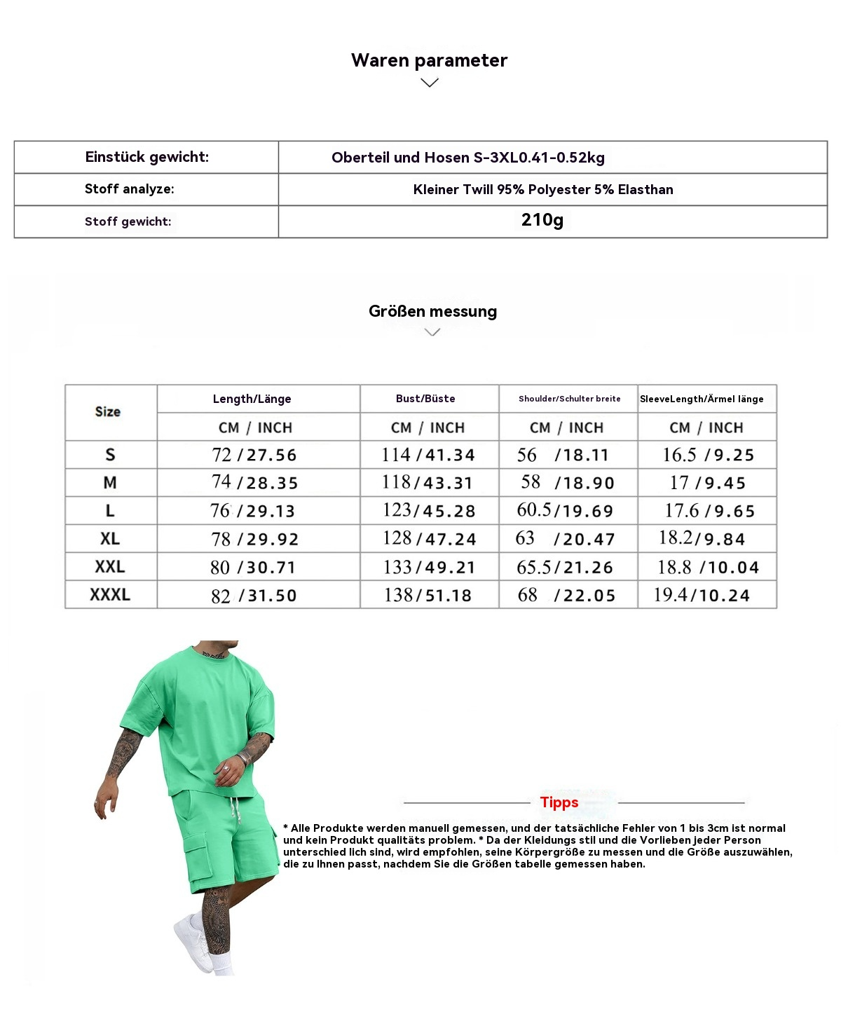 R&B | T-Shirt Werkzeugshorts Sportanzug