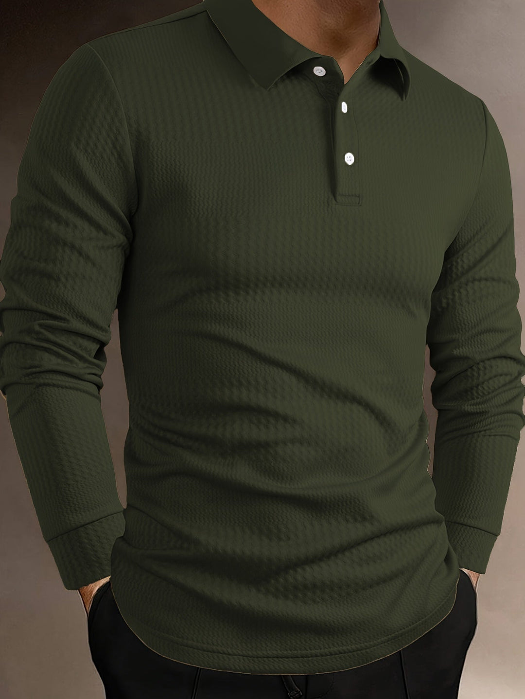 R&B | Elegante Langärmelige Polo Texturiertes Design Stilvoll und Komfortabel