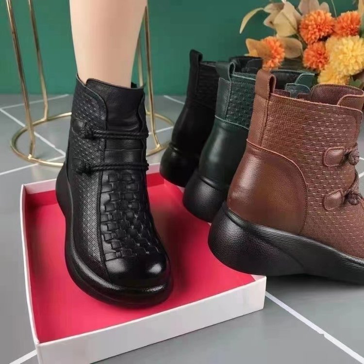Damen-Lederstiefeletten, vintage & elegant R&B R&B