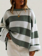 R&B | Strickpullover mit Streifen Lockerer Sitz Lässig und Komfortabel