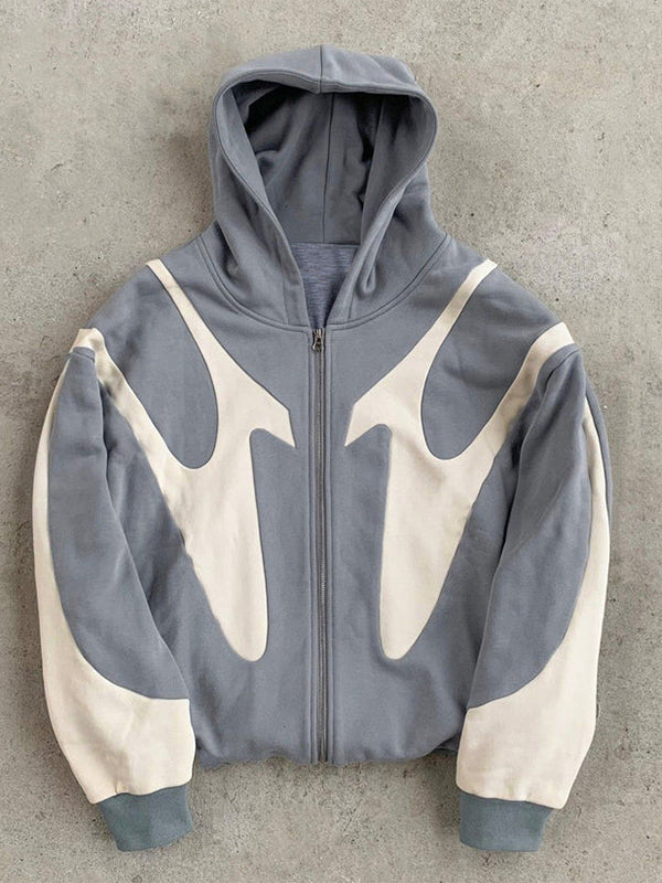 R&B | Y2K Kontrastfarbe Übergroße Hoodie mit Langen Ärmeln für Herren