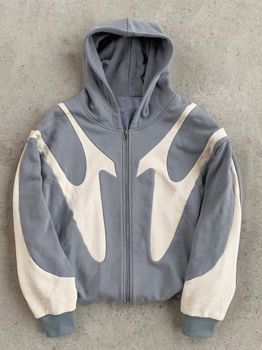 R&B | Y2K Kontrastfarbe Übergroße Hoodie mit Langen Ärmeln für Herren