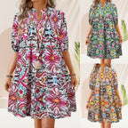 R&B | Bohemian Women 's Fashion Bedrucktes Kleid mit V-Ausschnitt