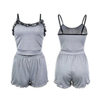R&B | Pyjama-Set mit Spitzenhosenträgern und Shorts
