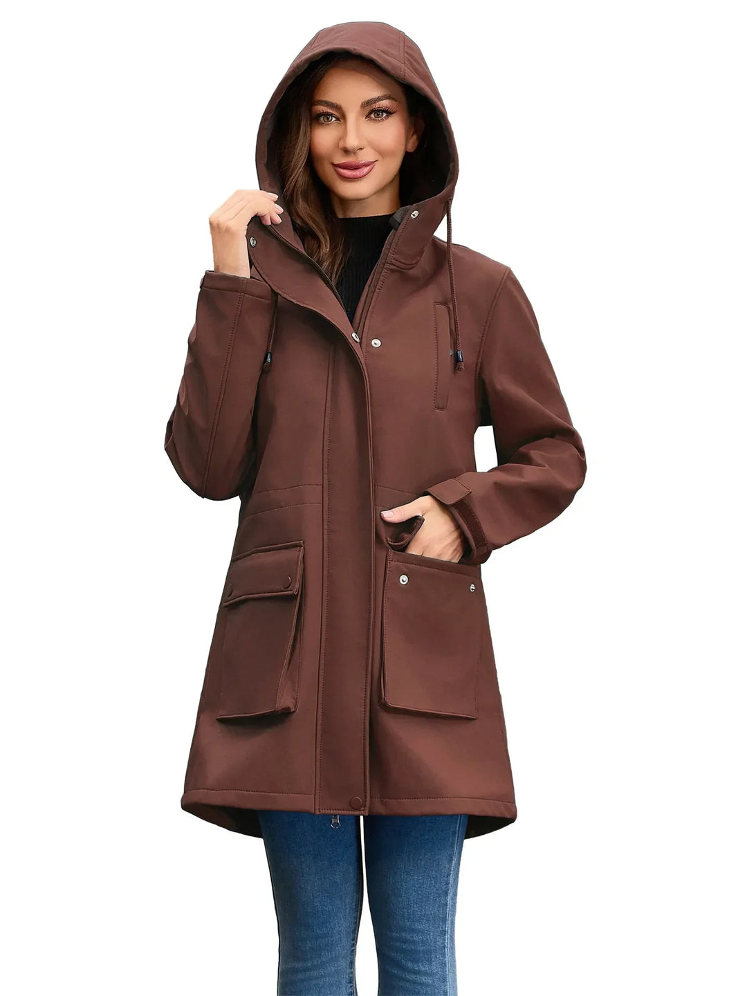 R&B | Wasserdichte Softshell-Damenjacke mit Kapuze
