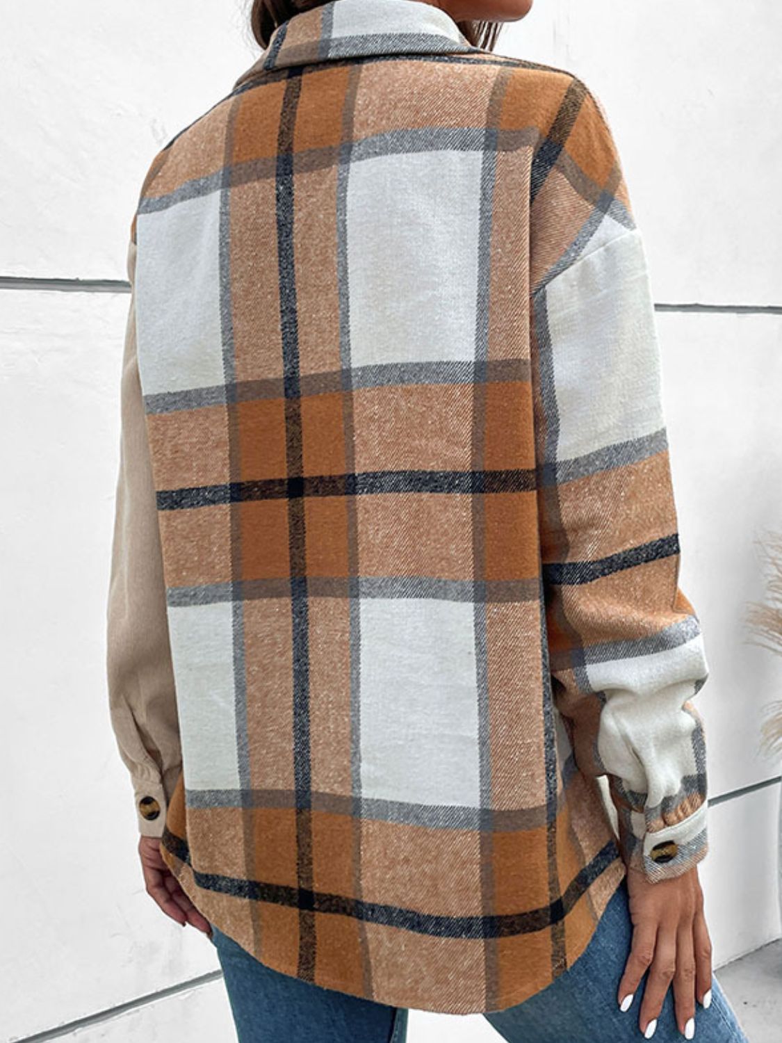 R&B | Kontrast Plaid Print Fallende Schulter Shirt
