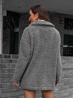 R&B | Double Take Zip up Teddy Jacke mit Kragen