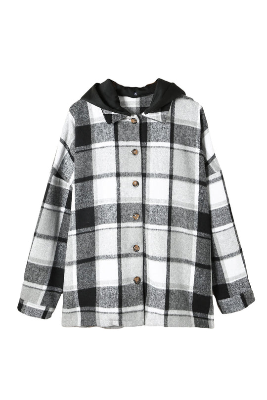 R&B | Gitter Oversized Jacke mit Kapuze Lässiger Komfort Warm und Trendy