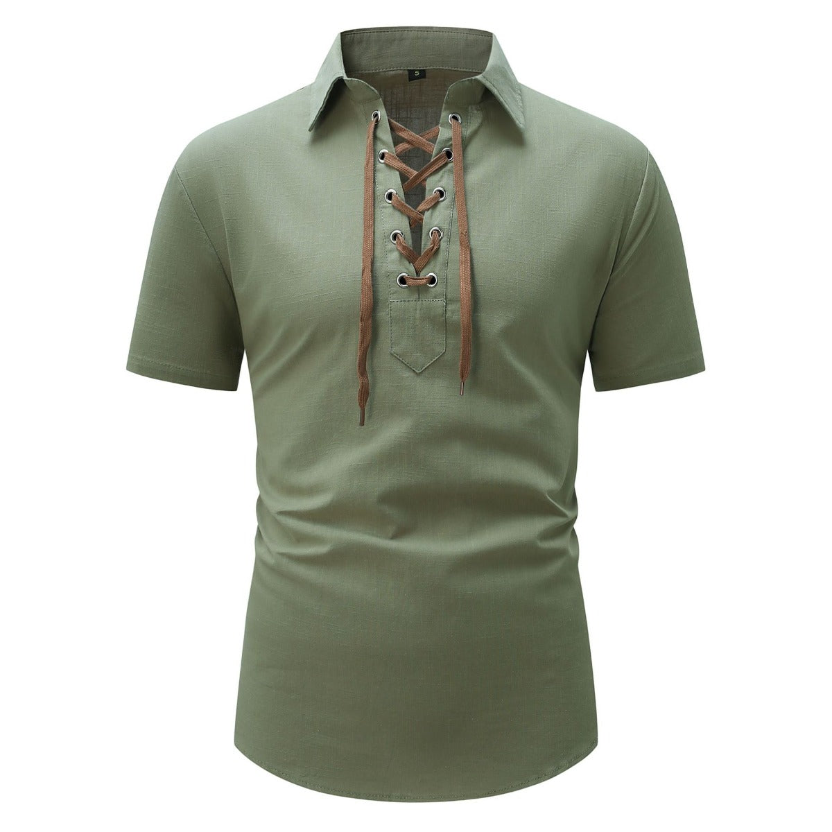 R&B | Leinen Revers Tether V-Ausschnitt Kurzarm-Shirt