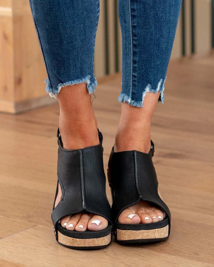 Schwarze PlateauSandalen R&B