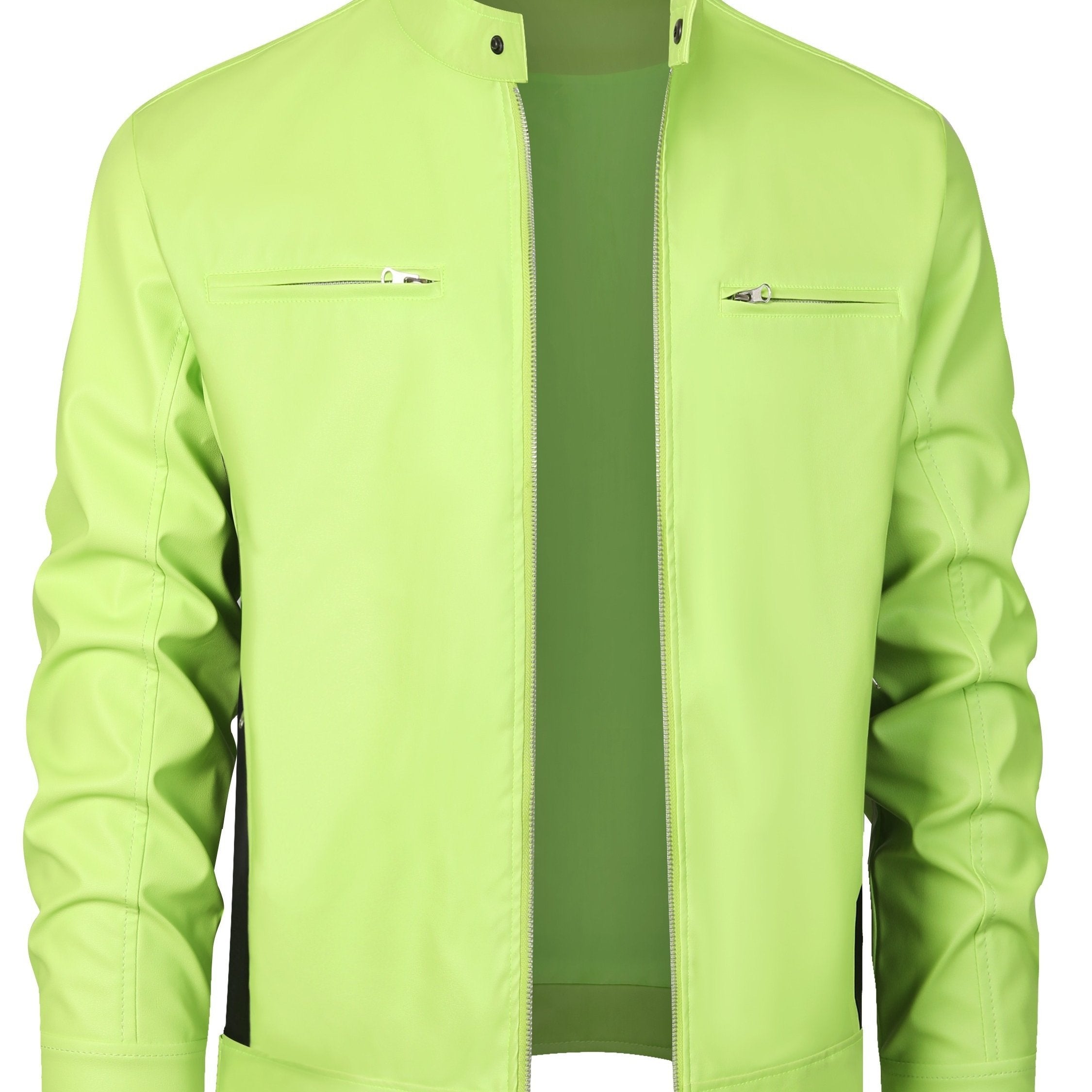 R&B | Elegante Pu-Lederjacke mit Farbblockierung und Mehrfachreißverschluss