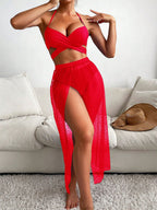R&B | Dreiteiliger Bikini mit Netzrock