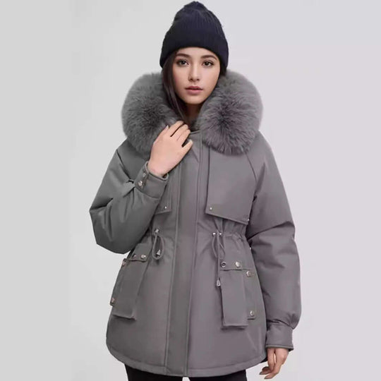 R&B | Damen Winter Kunstpelzkragen Mantel