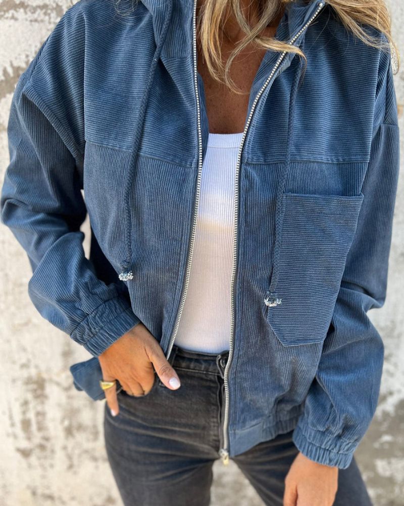 R&B | leichte Cord-Jacke mit Kapuze für Damen
